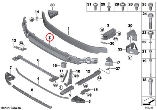 Absorbedor de golpes superior OEM 51647352339 para MINI F54 Clubman (11/2014 - 07/2019). Original MINI.