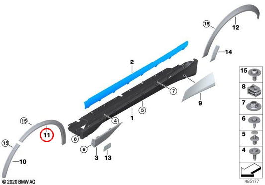 Blende Radlauf preparado dianteiro direito para BMW i I01N (OEM 51647484530). BMW genuíno.