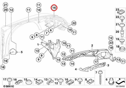 Casquillo de plástico OEM 51657198225 para BMW E70, E71, E72. Original BMW.