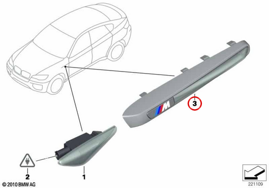 Linksseite intermittierende OEM 51657218421 für BMW E70. Original BMW.