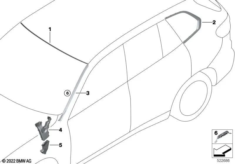 Tampa de pára -brisa superior para BMW 6 G32 Series, G32N X5 F95, F95N, G05, G05N, G18, G18N X6 F96, F96N, G06, G06N X7 G07, G07N (OEM 51317412641). BMW original