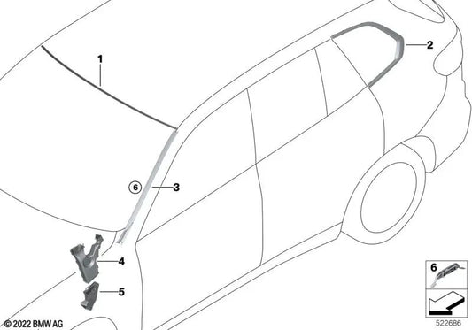 Tampa de pára -brisa superior para BMW 6 G32 Series, G32N X5 F95, F95N, G05, G05N, G18, G18N X6 F96, F96N, G06, G06N X7 G07, G07N (OEM 51317412641). BMW original