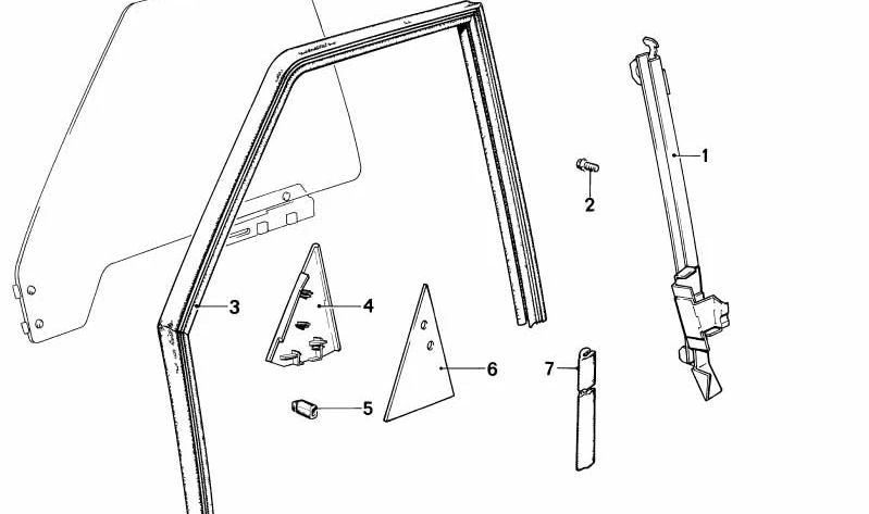 Guía de ventana de una pieza derecha para BMW Serie 5 E28 (OEM 51321889788). Original BMW