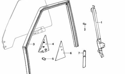 Guía de ventana de una pieza derecha para BMW Serie 5 E28 (OEM 51321889788). Original BMW