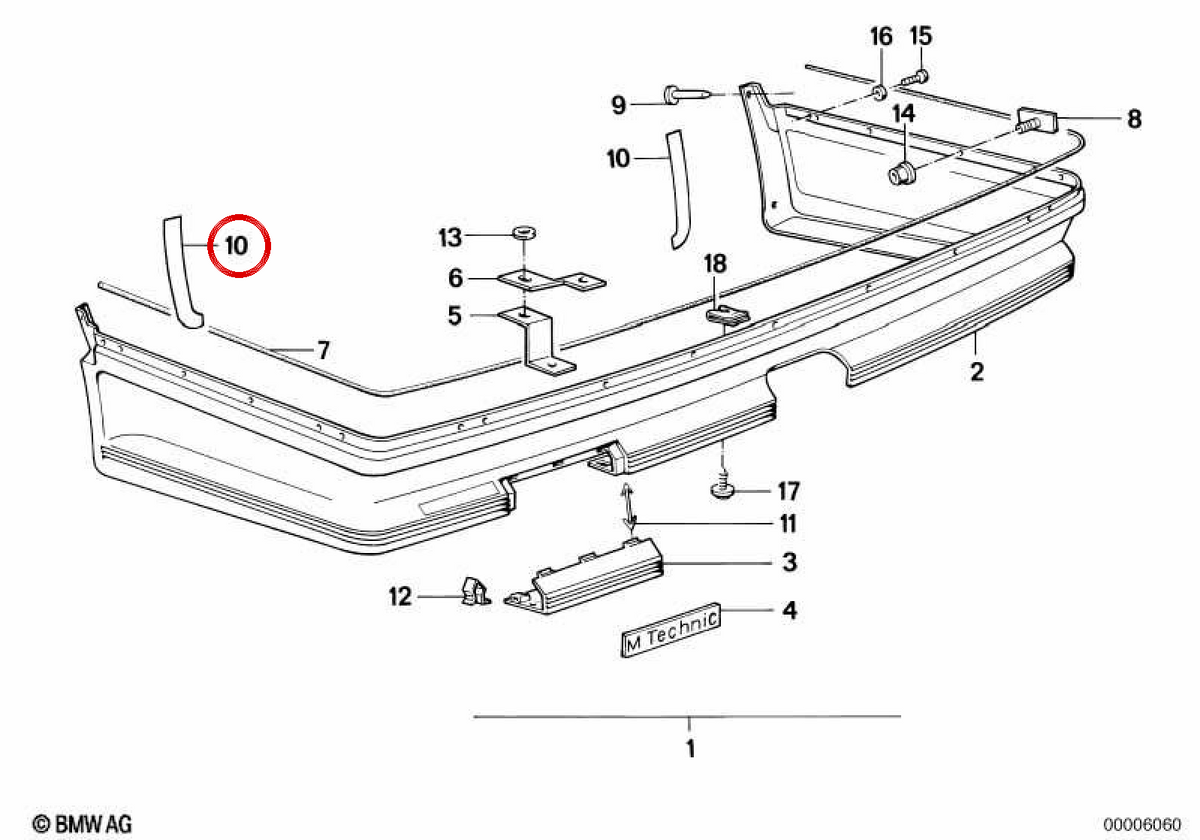 Protector de lámina derecha OEM 51711926196 para BMW E24. Original BMW.
