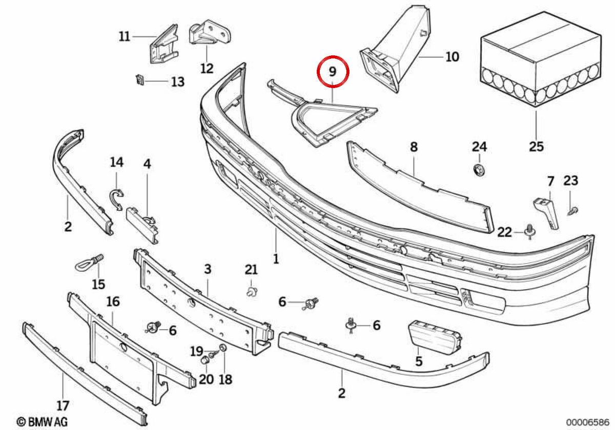 LEFT SIDE SUPPORT OEM 51711977117 for BMW E36. Original BMW piece.