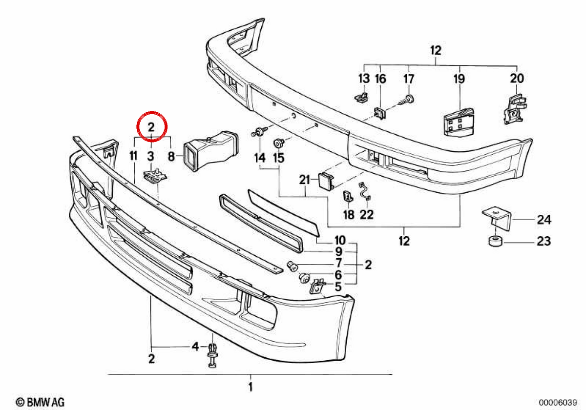 Vorderspoiler OEM 51712239865 für BMW E30. Original BMW.