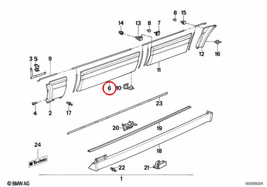 Rechte Haustürabdeckung 51712239874 für BMW E30. Original BMW.