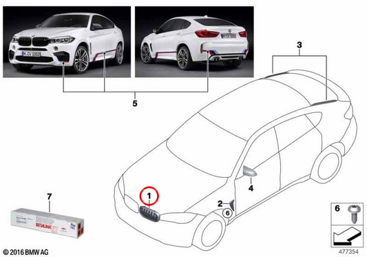 Frontgrill M Right Performance OEM 51712354498 für BMW F85, F86. Original BMW.