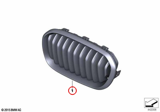 Grill anteriore M BLIGHT Black Performance OEM 51712357461 per BMW F20N e F21N. Migliora l'aspetto sportivo con una semplice installazione. BMW originale.