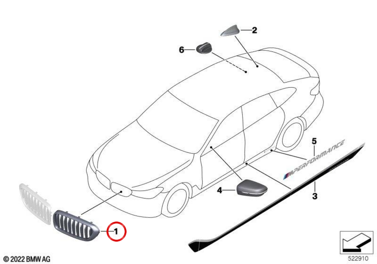 G GRID OM 51712445003 per BMW G32. BMW originale.