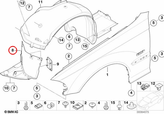 OEM 51712695663 Rivestimento sinistro per BMW 3 E46 M3 Serie, motore S54, trazione posteriore. BMW originale.