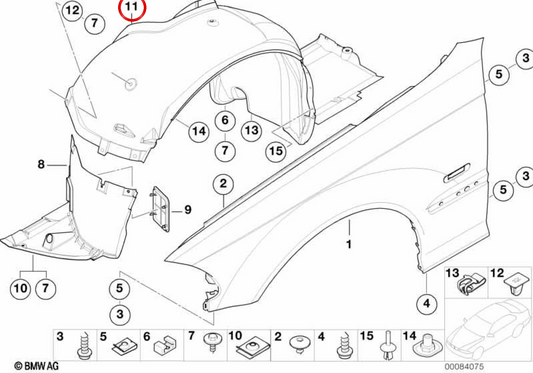 Foot Front gauche OEM 51712695665 pour BMW 3 E46, M3 E46 ... et plus. BMW d'origine.