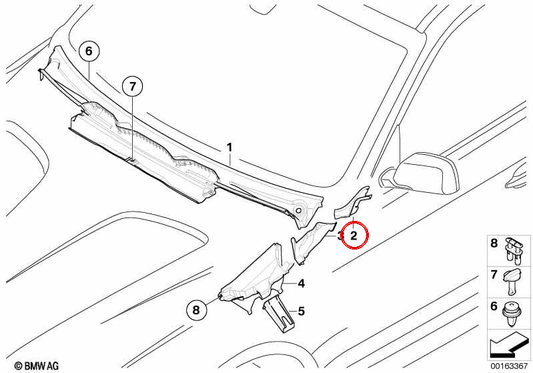 Casamento direito OEM 51713402958 para BMW X3 E83, E83 LCI. BMW original.