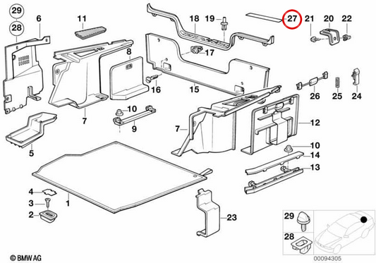 Protetor do arco da roda dianteira esquerda OEM 51714192143 para BMW E30. BMW genuíno.