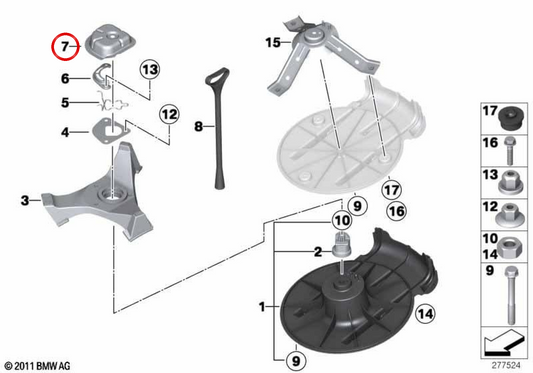 Tapa rueda de repuesto OEM 51716800127 para MINI R50, R56, R56 LCI, Cabrio R52, Coupé R58. Original MINI.