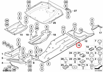 Lower right protector OEM 51717020534 for BMW E65, E66. Original BMW.