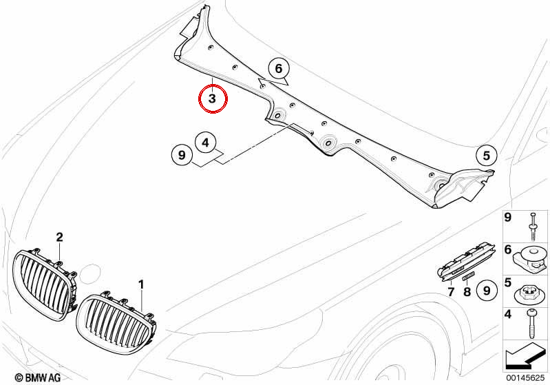Copertina di gonna laterale destra OEM 51717027083 per BMW 5 E60, E60 LCI, E61, E61 LCI. BMW originale.