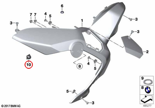 Pieza distanciadora OEM 51717029656 para motos BMW R1200GS Adventure, R1250GS Adventure, S1000XR, K1600GT, K1600GTL y K1600Bagger. Original BMW Motorrad