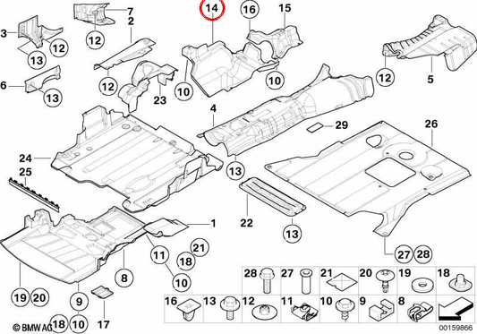 Protecteur thermique du système d'échappement OEM 51717039441 pour BMW E46. BMW d'origine.