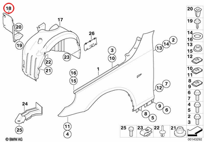 Right front wheel step Oem 51717050538 for BMW E60, E60N, E61, E61N. Original BMW.