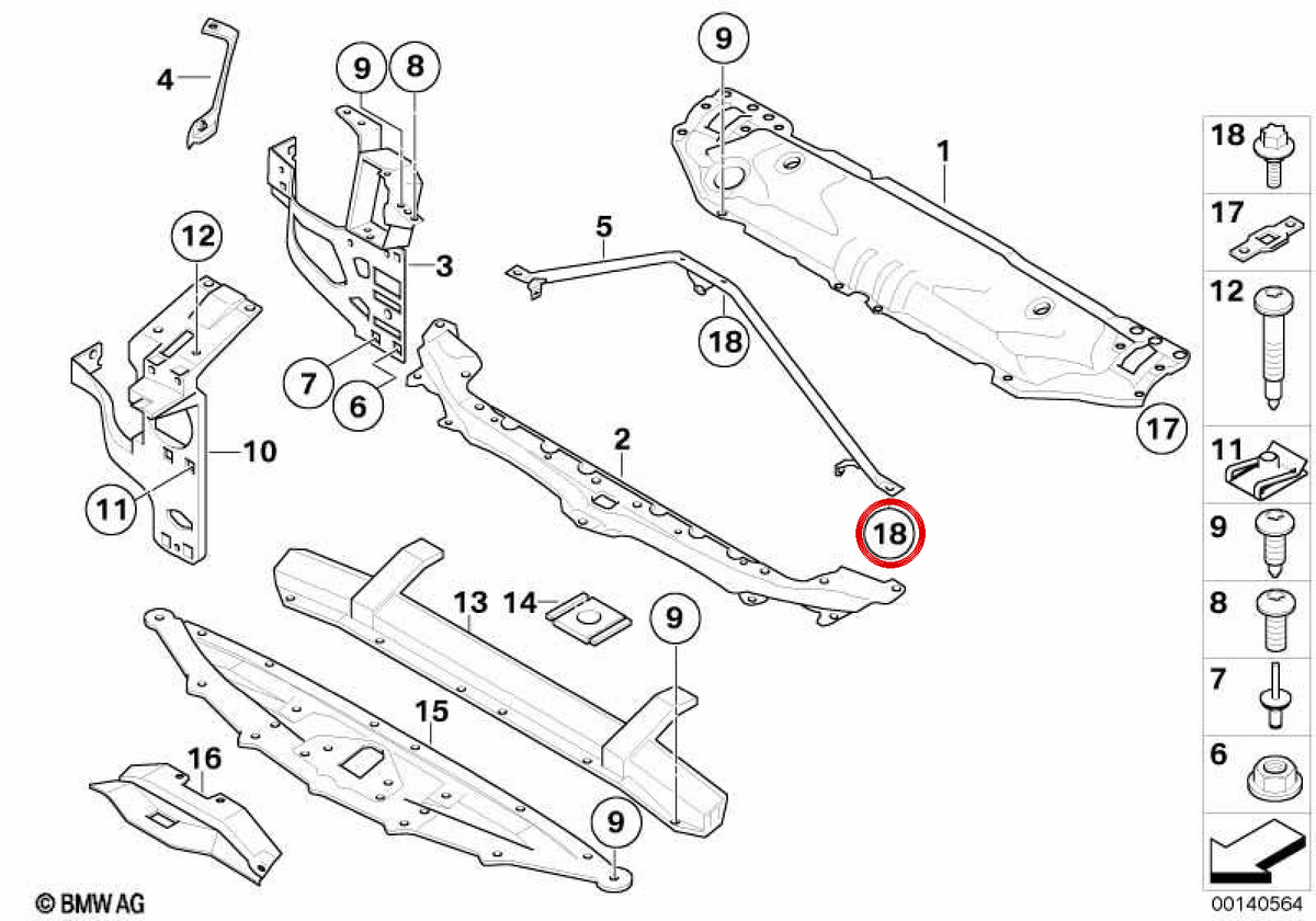 Vite Torx per BMW 5 E60, serie E61 e serie 6 E63, E64 (OEM 51717063831). BMW originale.