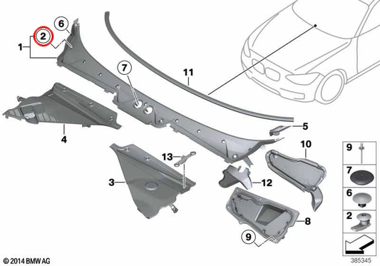 Clip di fissaggio OEM 51717064092 per BMW F20, F21, F22, F80, F10, E60... e altro ancora. BMW originale.