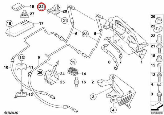 Tuerca remachable cabeza plana OEM 51717071271 para BMW E60, E61, E63, E64, F25, F26. Original BMW.