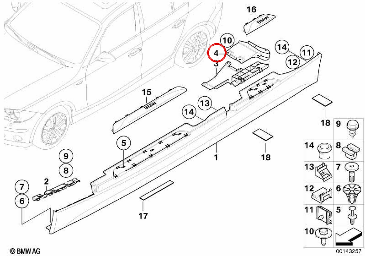 Izquierdo Rear Deflector OEM 51717117637 for BMW E81, E82, E87, E87N, E88. Original BMW.