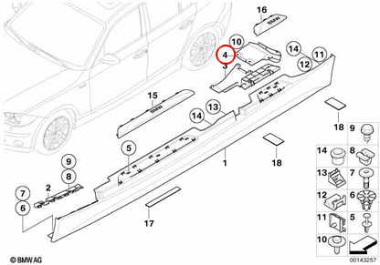 Izquierdo Rear Deflector OEM 51717117637 for BMW E81, E82, E87, E87N, E88. Original BMW.
