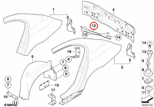COUVERTURE OEM 51717124408 pour la gouttière arrière droite BMW 5 série (E60, E61). BMW d'origine.