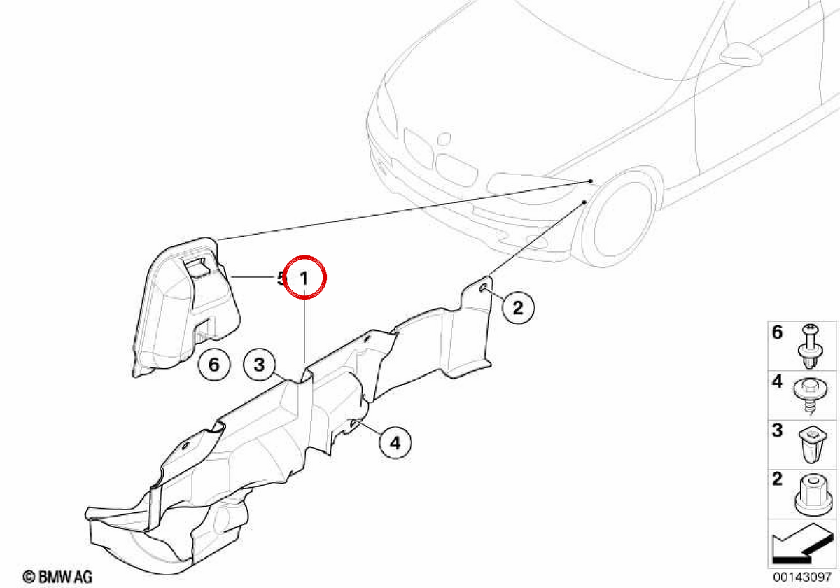 Protecteur diesel avant droit 51717131712 pour BMW E81, E82, E87, E88, E90, E91, E92, E93, E84. BMW d'origine.