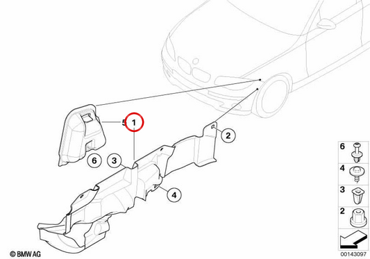 Protecteur diesel avant droit 51717131712 pour BMW E81, E82, E87, E88, E90, E91, E92, E93, E84. BMW d'origine.