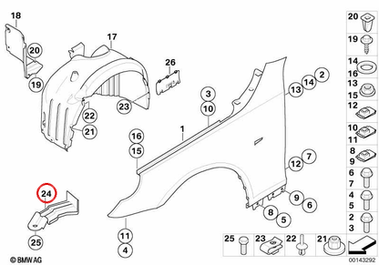 OM 51717140964 Rechte Vorderradpassage für BMW E60, E61, E63, E64. Original BMW.