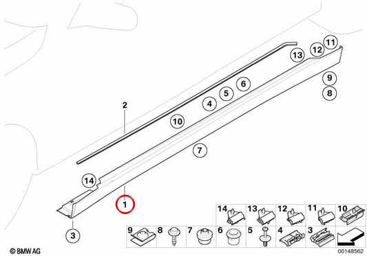 Cubierta lateral derecha imprimada OEM 51717148546 para BMW E65. Original BMW.