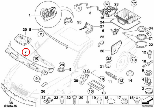 Front skirt cover OEM 51717161033 for BMW 3 Series E92, E92 LCI, E93, E93 LCI. Genuine BMW.