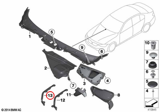 Rejilla de ventilación derecha OEM 51717402086 para BMW F34. Original BMW.