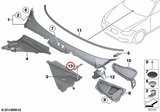 Linksluft Paso Grid OEM 51717402089 für BMW F20, F21, F22, F23, F87. Original BMW.