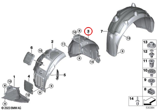 Abdeckstufe rechte Vorderrad OEM 51717423772 für BMW G14, G15, G16. Original BMW.