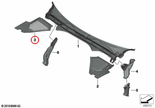 Embels Embellient Cover OEM 51717427850 pour BMW G42, G20, G21, G28. BMW d'origine.