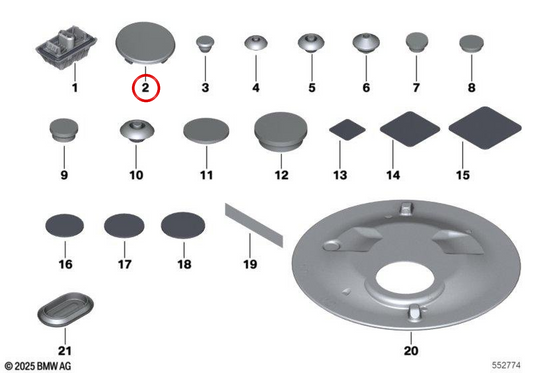 OEM 5171746434 steering column lid for BMW G42, G87, G20, G21, G28, G80, G81, G22, G23, G26, G82, G83, G29. Original BMW.