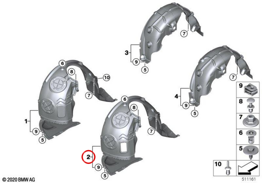 Tampa do arco da roda dianteira esquerda OEM 51717491963 para MINI F56 BEV, Cooper SE... e muito mais. MINI originais.