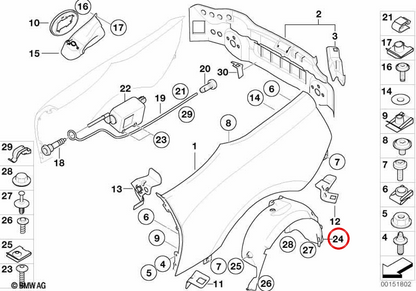 Rechte Hinterradabdeckung OEM 51717895440 für BMW E85, E86. Original BMW.