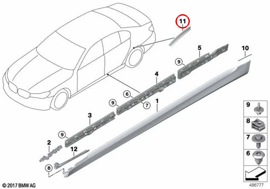 Links hintere Rad Passage OEM 51717994045 für BMW G12. Original BMW.