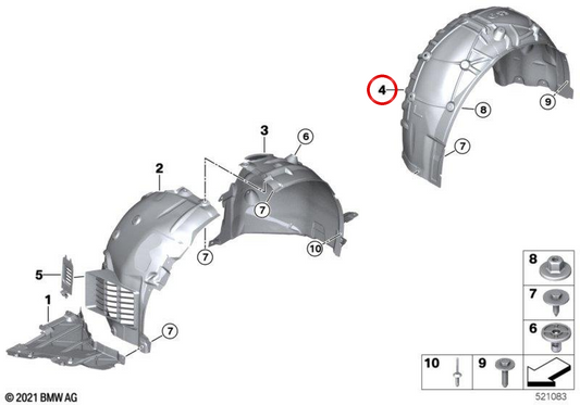OM Passagni della ruota posteriore 51718086109 per BMW G82, G83. BMW originale.