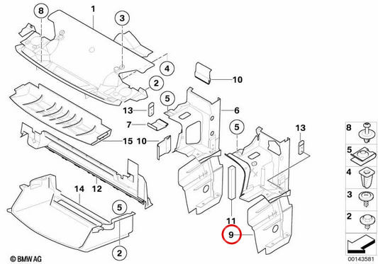 OEM Right Air Duct 51718156250 für BMW E36 (316i, 318i, 318is, 320i, 323i, 325i, 325is, 328i, M3). Original BMW.