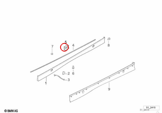 OEM 51718184574 Natürlicher Formklammer für BMW 3 E36, E46, E90, E91 ... und mehr. Original BMW.
