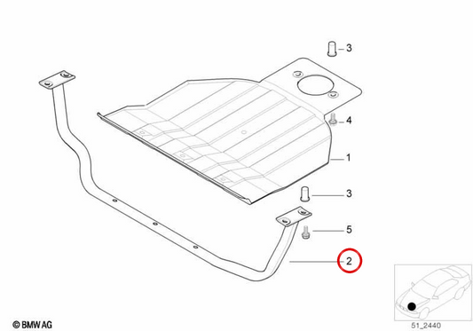 Supporto protettore inferiore OEM 51718190415 per BMW E38. BMW originale.