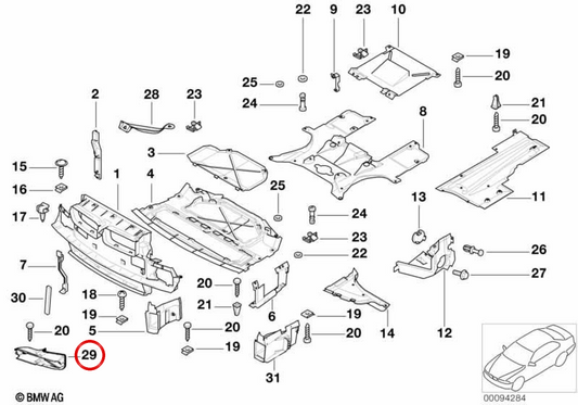 OEM 517192734 Condotto dell'aria del radiatore dell'olio destro per BMW E38. BMW originale.