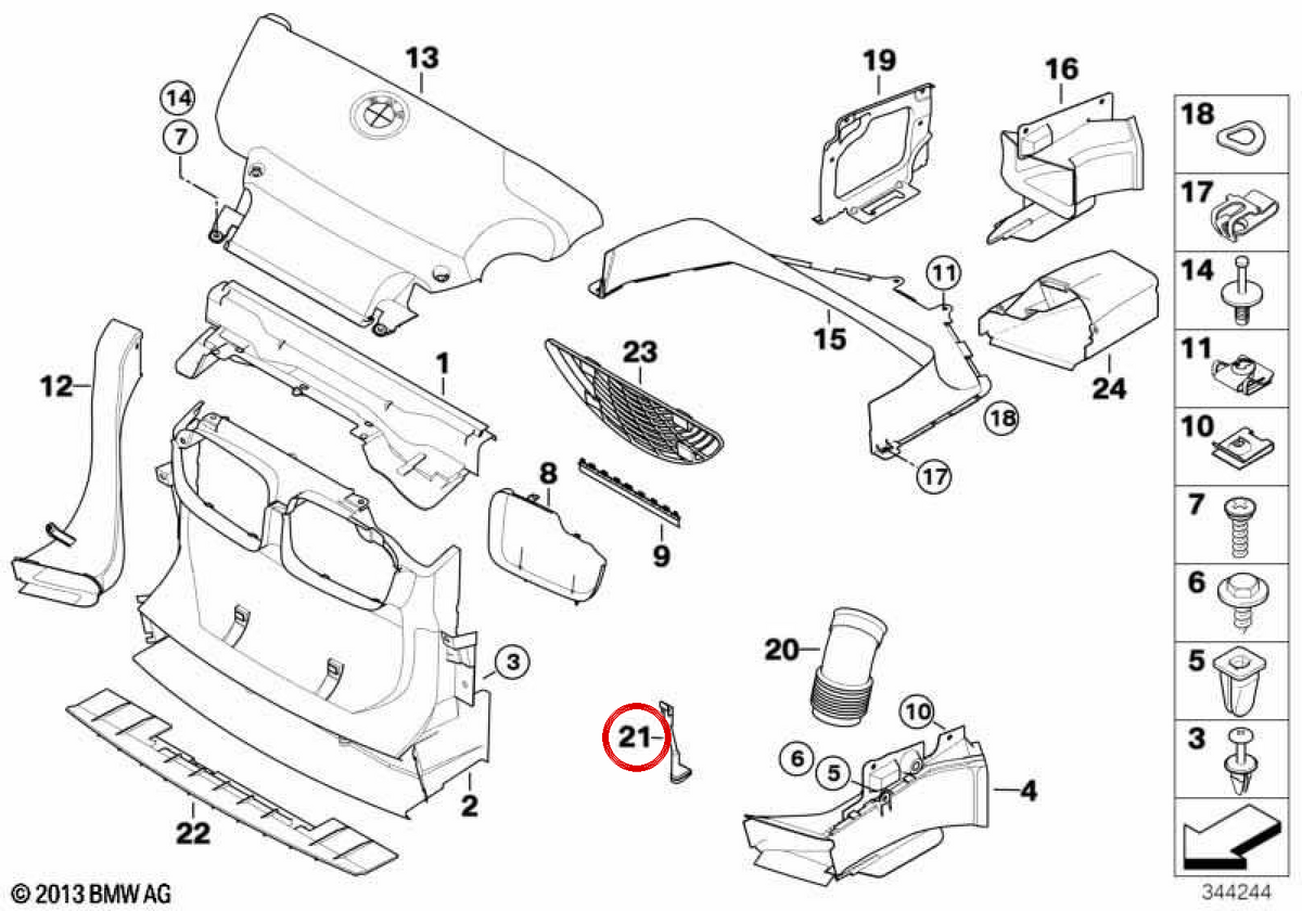 OEM 517196385 fixing support for BMW E46. Original BMW.
